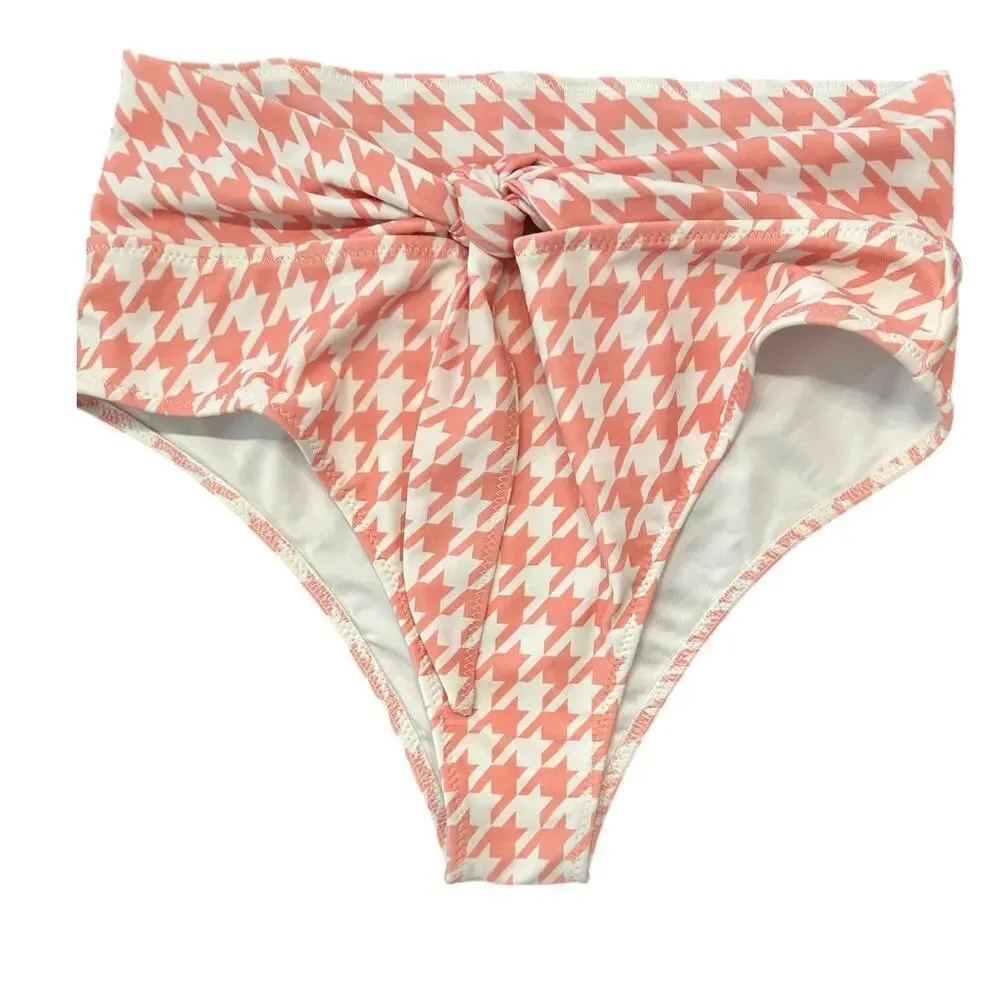Lost + Wander NWT Pink Houndstooth Bikini Set - Size Small